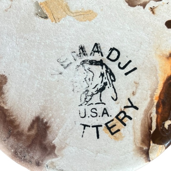 VTG Nemadji Hand Painted Marble Swirl Clay Pottery Coffee Tea Mug Earthy USA GUC - Picture 8 of 8
